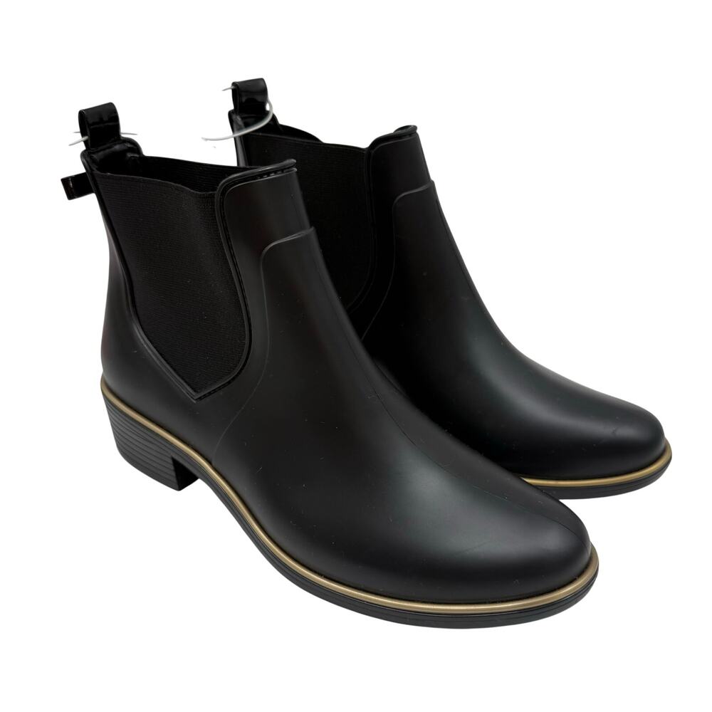Kate Spade Boots Women SZ 8 NEW Sedgewick Rain Rubber Waterproof Black Pull-On